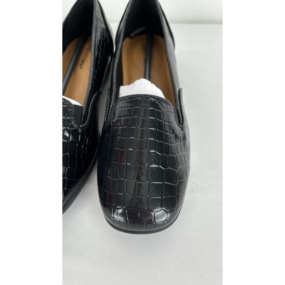 ComfortView The Leisa Slip On Flat Crocodile Textured Womens Size 7W Black New - Picture 4 of 10